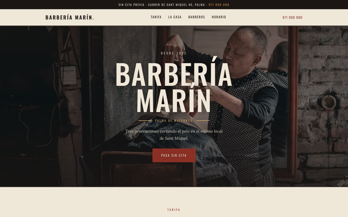Barberia Marin concept — traditional barber shop