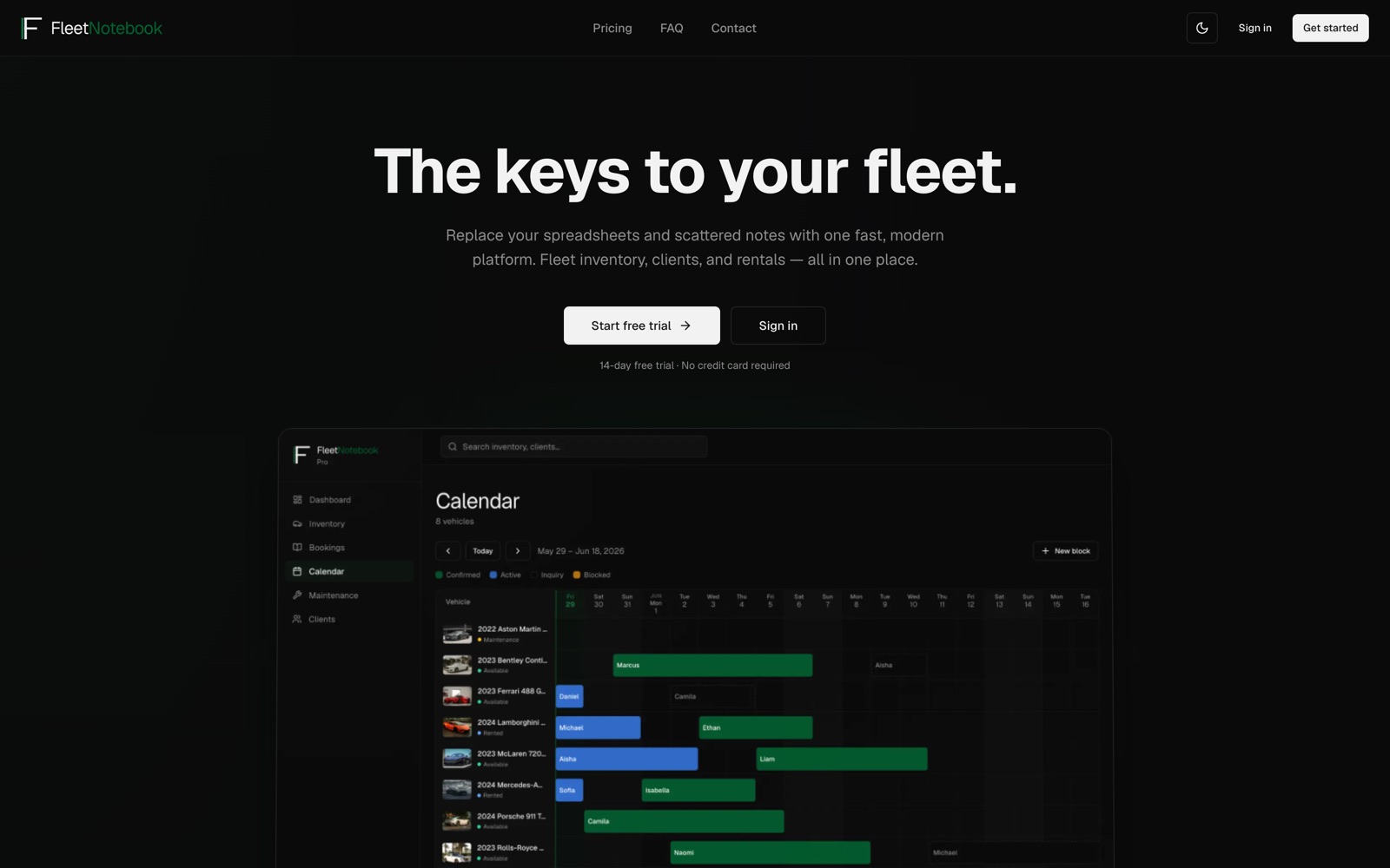 FleetNotebook — fleet management software for exotic car rentals